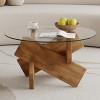 Modern Glass Coffee Table,Side Table With Tempered Glass Top And MDF Legs,Round Coffee Table For Living Room Dining Room-Cuddlewood - 2 of 4