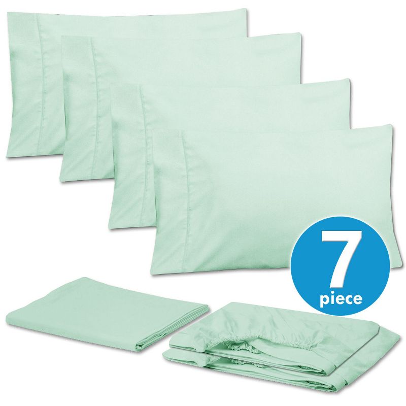7-Piece Split King Sheet Set, Deluxe Ultra Soft 1500 Series, Double Brushed Microfiber by Sweet Home Collection™, 3 of 5