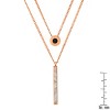 Steeltime 24" 18k rose gold plated stainless steel double layered dog tag and round onyx necklace - 3 of 4