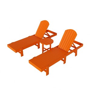 WestinTrends Dylan 3 Piece Adirondack Poly Reclining Chaise Lounge - 1 of 4
