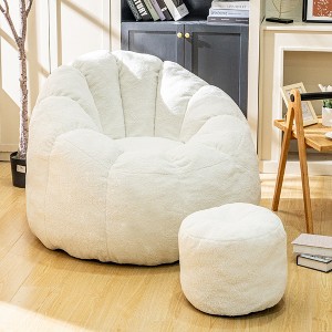 Hooseng Bean Bag Chair with Ottoman, Floral Shaped Bean Bag Sofa with Dutch Velvet Cover & Memory Foam Filler for Adults, Bedroom, Living Room, Dorm - 1 of 4