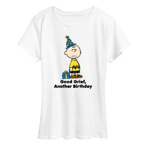 Women's - Peanuts - Good Grief Another Birthday Short Sleeve Graphic T-Shirt - 1 of 4
