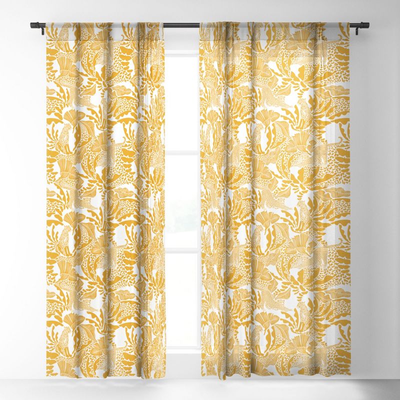 evamatise Surreal Jungle in Bright Yellow Single Panel Sheer Window Curtain - Deny Designs, 2 of 7