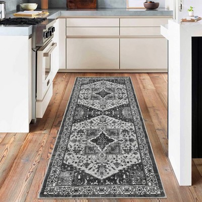 WhizMax Washable Runner Rugs for Living Room Hallway, Non Slip Indoor Soft Accent Distressed Boho Vintage Print Lightweight Carpet