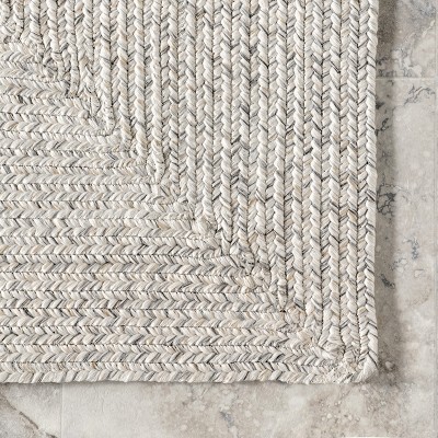 Ivory Braided Synthetic Indoor/Outdoor Runner Rug 31" x 10'