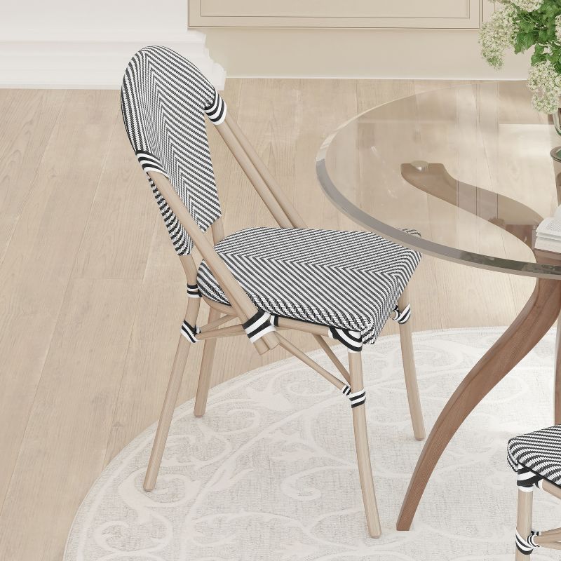 Emma and Oliver Indoor/Outdoor Stacking French Bistro Style Chairs with Textilene Seat and Aluminum Frame, 4 of 12