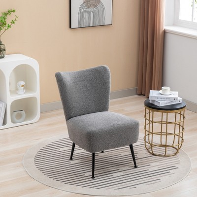 Living Room Chairs, Armless Accent Chair with Rubber Wooden Legs Modern Upholstered Corner Side Chair for Living Room, Bedroom, Office, Hotel
