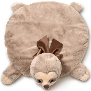 Bearington Baby Lil' Speedster Sloth Tummy Time Mat, 30x30in Baby Playmat, Soft Plush Animal Blanket, Sloth Baby Decor - 1 of 4