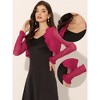 INSPIRE CHIC Women's Elegant Sheer Mesh Long Sleeve Ruffle Collar Crop Bolero - 2 of 4
