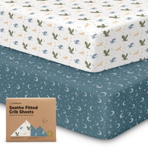 KeaBabies 2pk Soothe Fitted Crib Sheets Neutral, Organic Baby Crib Sheets, Fits Standard Nursery Baby Mattress - 1 of 4