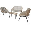 DOMETOUR 4 Pc Outdoor Set Natural with Beige Cushions - 3 of 4