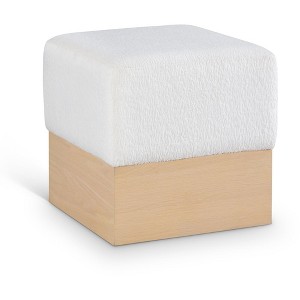 Meridian Furniture,Havre Velour Fur Fabric Ottoman/Stool - 1 of 4