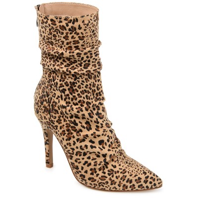 Journee Collection Womens Markie Back Heel Zip Stiletto Booties Leopard ...