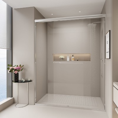 NicBex Shower Door 72"H Semi-frameless Double Bypass Sliding Shower Door with 1/4" (6mm) Tempered Glass for Walk-in Shower for Bathroom