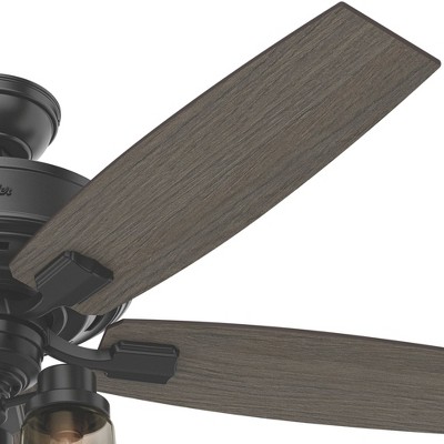 Hunter 52" Bennett Lighted Ceiling Fan Matte Black Finish with Grey Walnut Blades - Stylish & Functional for Any Room