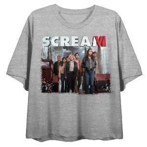 Scream 6 Photo Art Crew Neck Short Sleeve Gray Heather Women's Crop Top - 1 of 3