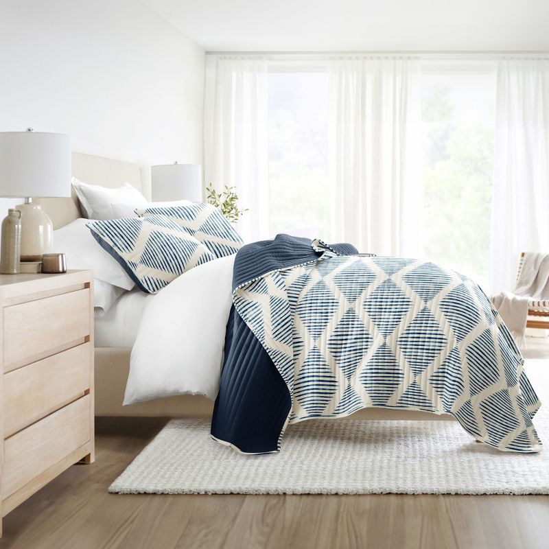 Geometric and Floral Modern Reversible Quilt and Shams Set - Becky Cameron, 5 of 18