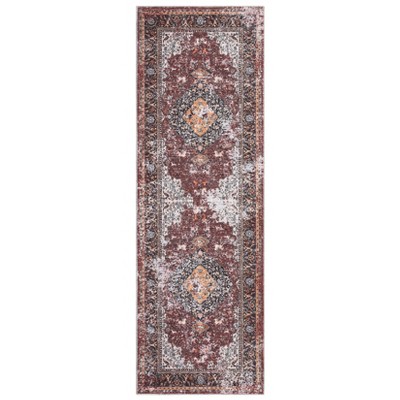 Washable Vintage Printed Rug Non Slip Low Pile Rug Soft Throw Floor Cover Foldable Indoor Carpet for Living Room Bedroom Playroom Nursery