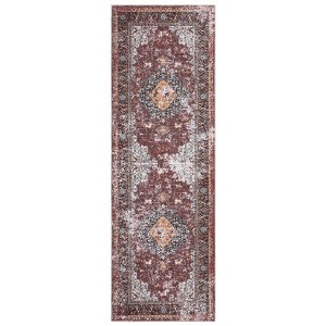 Washable Vintage Printed Rug Non Slip Low Pile Rug Soft Throw Floor Cover Foldable Indoor Carpet for Living Room Bedroom Playroom Nursery - 1 of 4