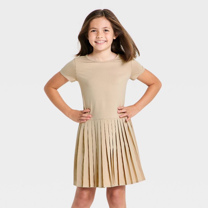 Girls' Lightweight Uniform Dress - All in Motion™ Beige XS
