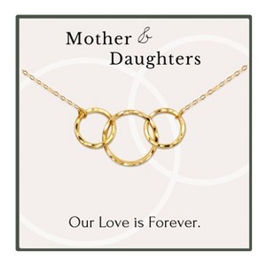 HOPE LOVE SHINE Mother and 2 Daughters Necklace – 3 Gold Silver Interlocking Rings, Gift for Mom, Mother’s Day Jewelry - 1 of 1