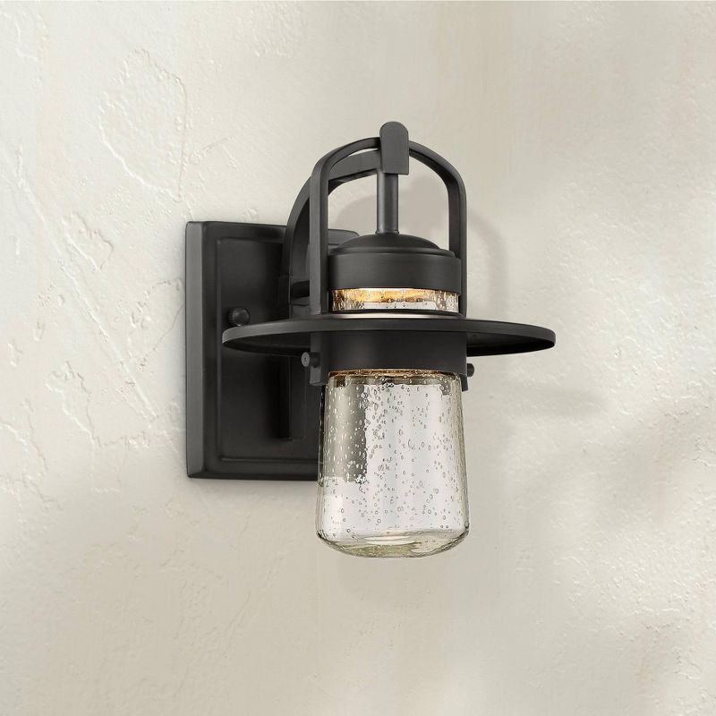 John Timberland Modern Outdoor Wall Light Fixture Black LED 10" Clear Seedy Glass Decor for Exterior Barn Deck House Porch Yard Patio Outside Garage, 2 of 9