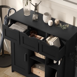 UNISOAR Storage Cabinets,Wooden Floor Cabinet,with Drawers and Shelves Storage Cabinets Black/White/Vintage/Gray - 1 of 4