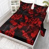 Boersma Red Rose Sheet Set Twin – 4-Piece Gothic Floral Bedding with Flat Sheet, Fitted Sheet & 2 Pillowcases, Elegant Vintage Damask Chic Bed Set - 2 of 4