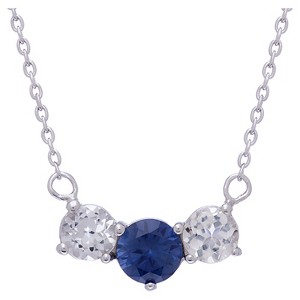 3 TCW Tiara 3-Stone Sapphire and White Topaz Necklace in Sterling Silver, Women