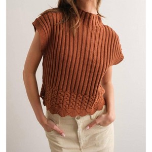 Women's Mock Neck Sweater Vest - PAPERMOON - 1 of 4