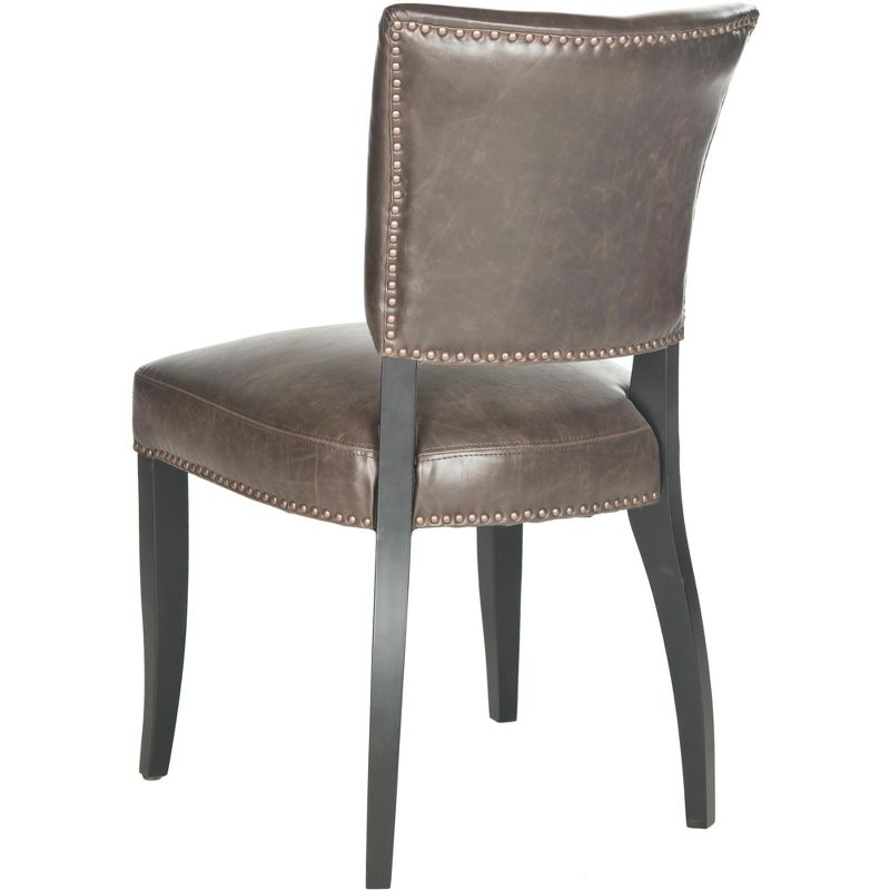Desa Side Chair with Brass Nail Heads - Antique Brown - Safavieh., 5 of 8