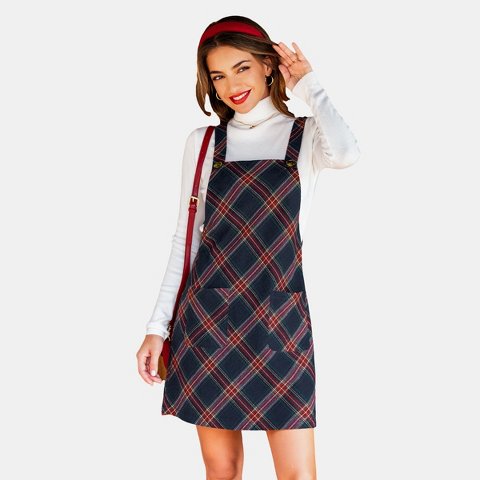 Женские платья Cupshe Women's Stylish Plaid Pinafore Dress for Festive Occasions-M-Red