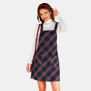 Women's Stylish Plaid Pinafore Dress for Festive Occasions - Cupshe - 1 of 4