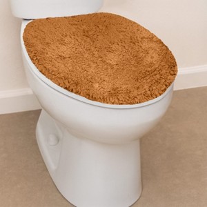 Waterford Collection Toilet Lid Cover, Extra Soft and Absorbent, Machine Wash, Bathrrom Rug, 18x18 Lid Cover, Terracotta - 1 of 4