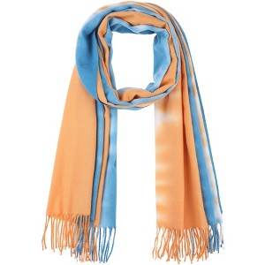 INSPIRE CHIC Women's Contrast Color Imitation Cashmere Ombre Fringe Soft Winter Warm Scarves 1Pc - 1 of 4