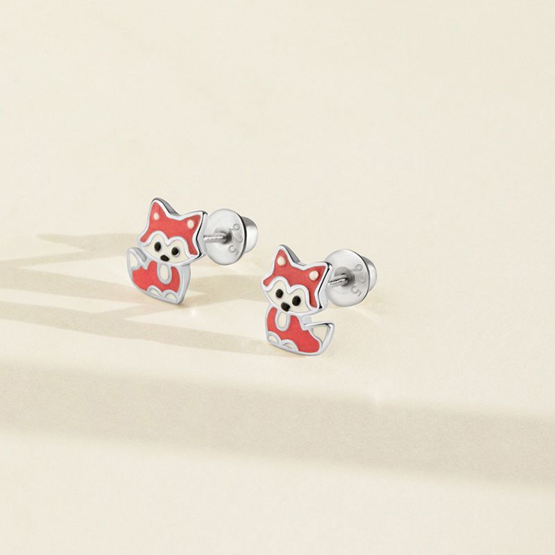 Girls' Little Fox Screw Back Sterling Silver Earrings - In Season Jewelry, 5 of 7