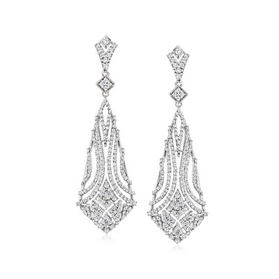 Ross-Simons 2.15 ct. t.w. Diamond Geometric Drop Earrings in Sterling Silver
