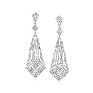 Ross-Simons 2.15 ct. t.w. Diamond Geometric Drop Earrings in Sterling Silver - 1 of 4