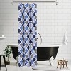 Geometric Lattice Shower Curtain, Geometric Lattice Cotton Blend Fabric, Modern Bathroom Decor - 3 of 4