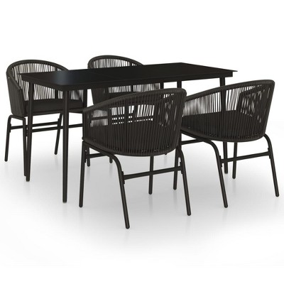 vidaXL Patio Dining Set Outdoor Garden Seat - Black 5 Piece 55.1" Table Length
