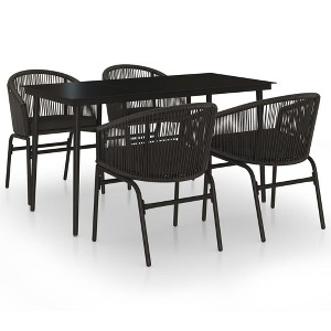 vidaXL Patio Dining Set Outdoor Garden Seat - Black 5 Piece 55.1" Table Length - 1 of 4