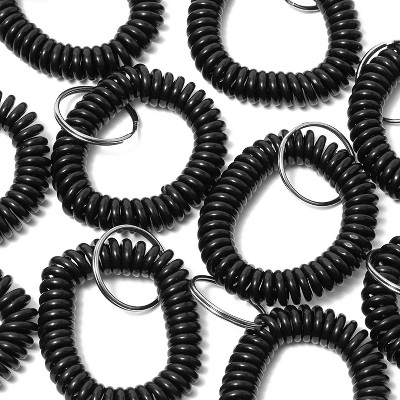 Juvale 100 Pack Black Spiral Wrist Key Chain Spring Coil Bracelet for Gym, Lockers (6.7 in)