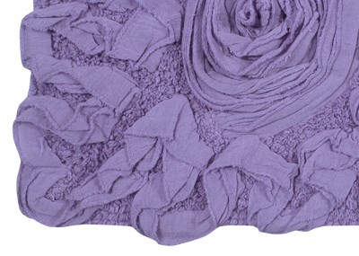 Set of 2 Purple Cotton Floral Tufted Bath Rugs