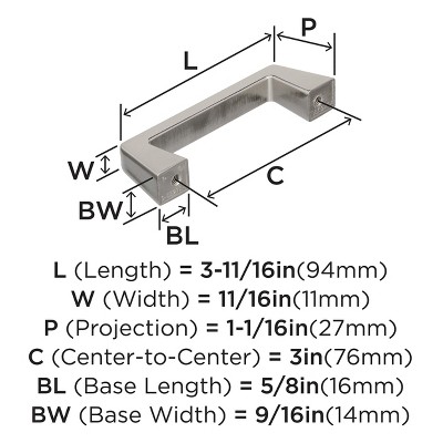 Polished Nickel 3-Inch Bar Pull with Mounting Hardware