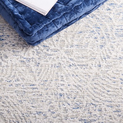 Ivory and Blue Wool 4' x 6' Handmade Geometric Rug