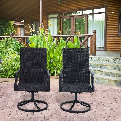 Rattan/Steel 360 Swivel Patio Dining Arm Chairs - Captiva Designs