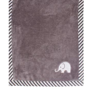 Bacati - Elephants White/grey Embroidered Blanket