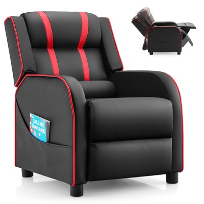 Infans Kids Recliner Chair Ergonomic Leather Sofa Armchair w/Footrest Side Pocket Red