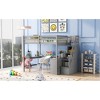 Full Size Loft Bed with Built-in L-Shaped Desk and Three-Tier Storage Shelves - 4 of 4