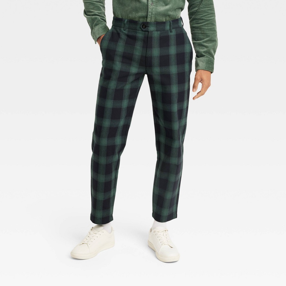 Men’s Steampunk Pants & Trousers Houston White Adult Plaid Tailored Suit Pants - Green 36x34 $35.00 AT vintagedancer.com